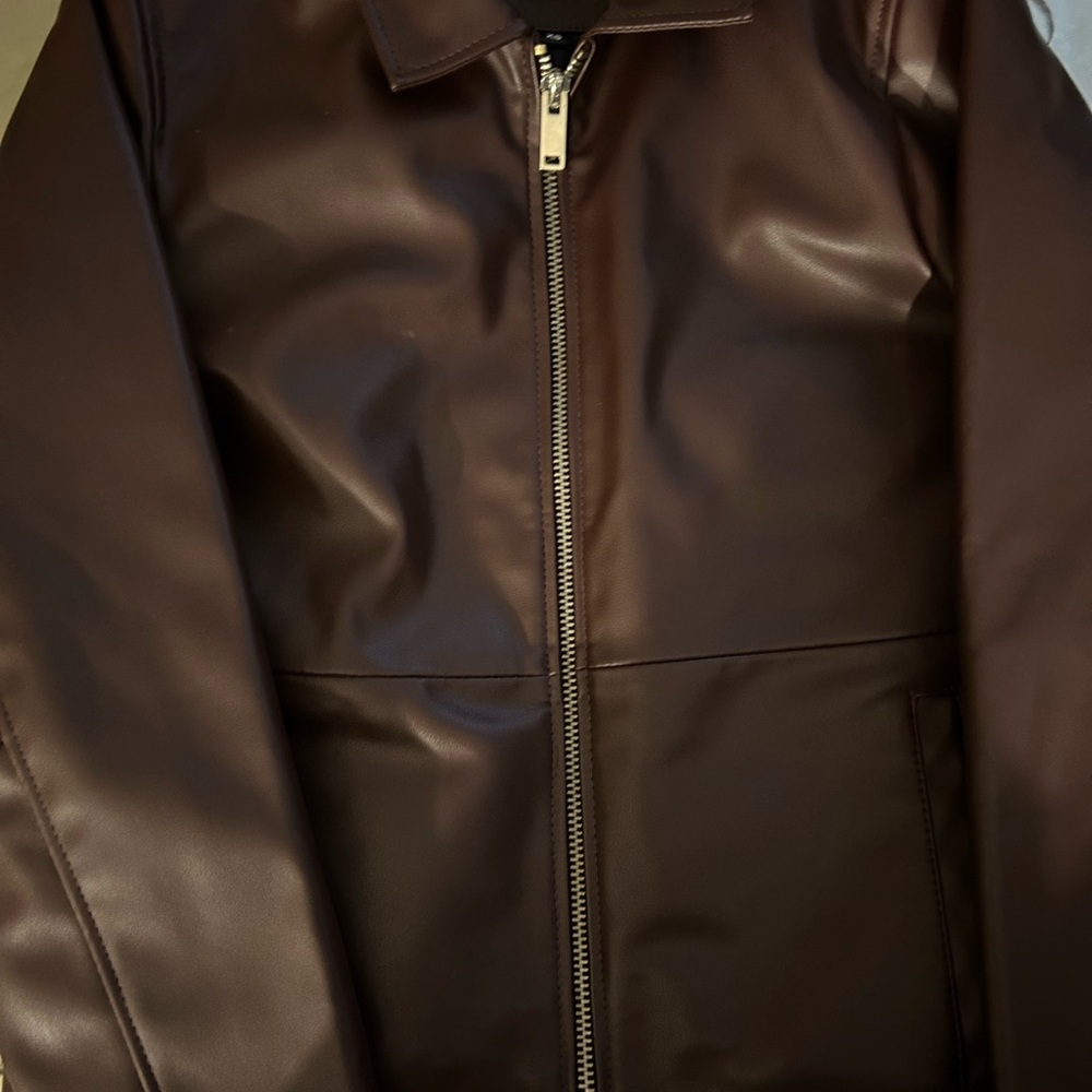 Bolongaro Trevor faux leather worker jacket in dark brown